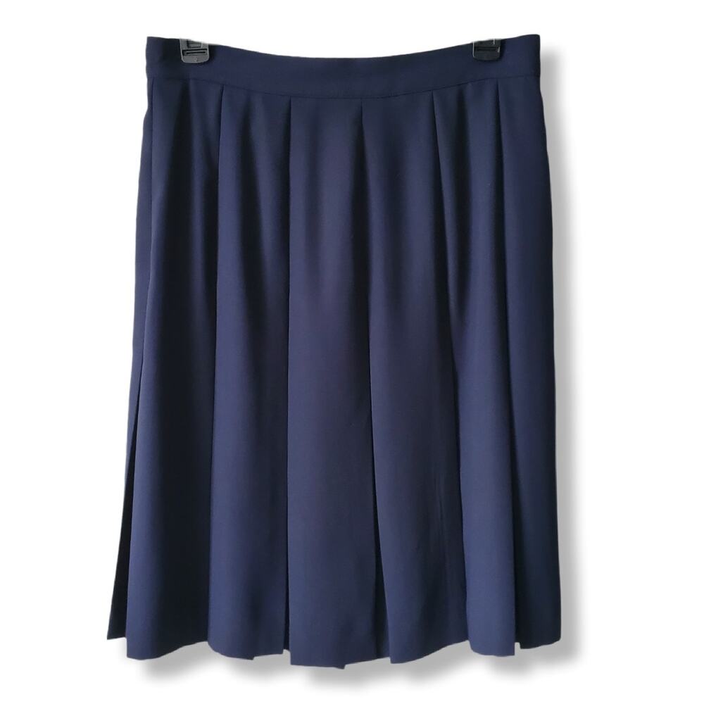 VTG 80s 90s Classic Navy Blue Pleated Skirt M Preppy Academia Uniform Tenniscore